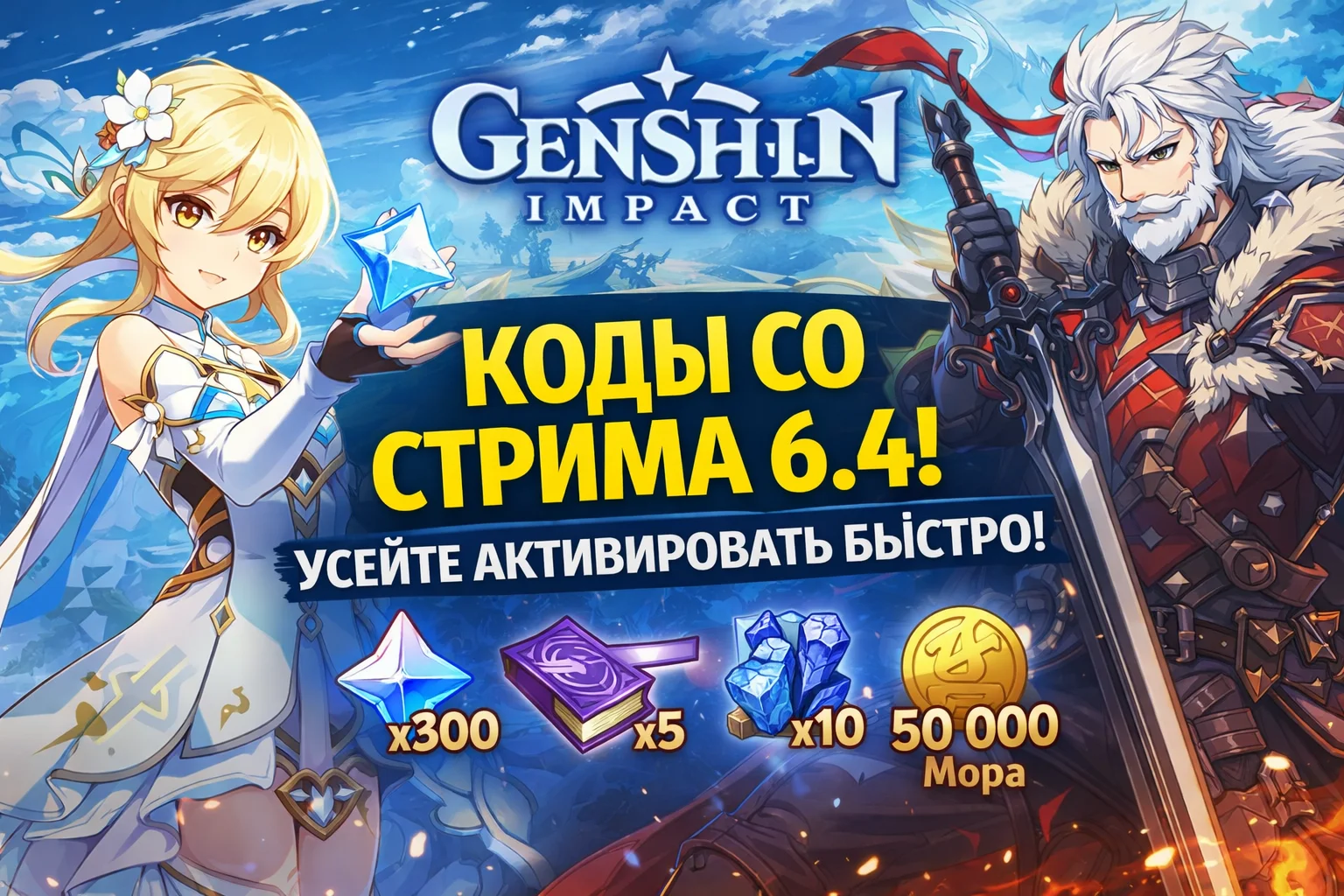 Genshin Impact 6.4 livestream codes — коды на Примогемы и награды