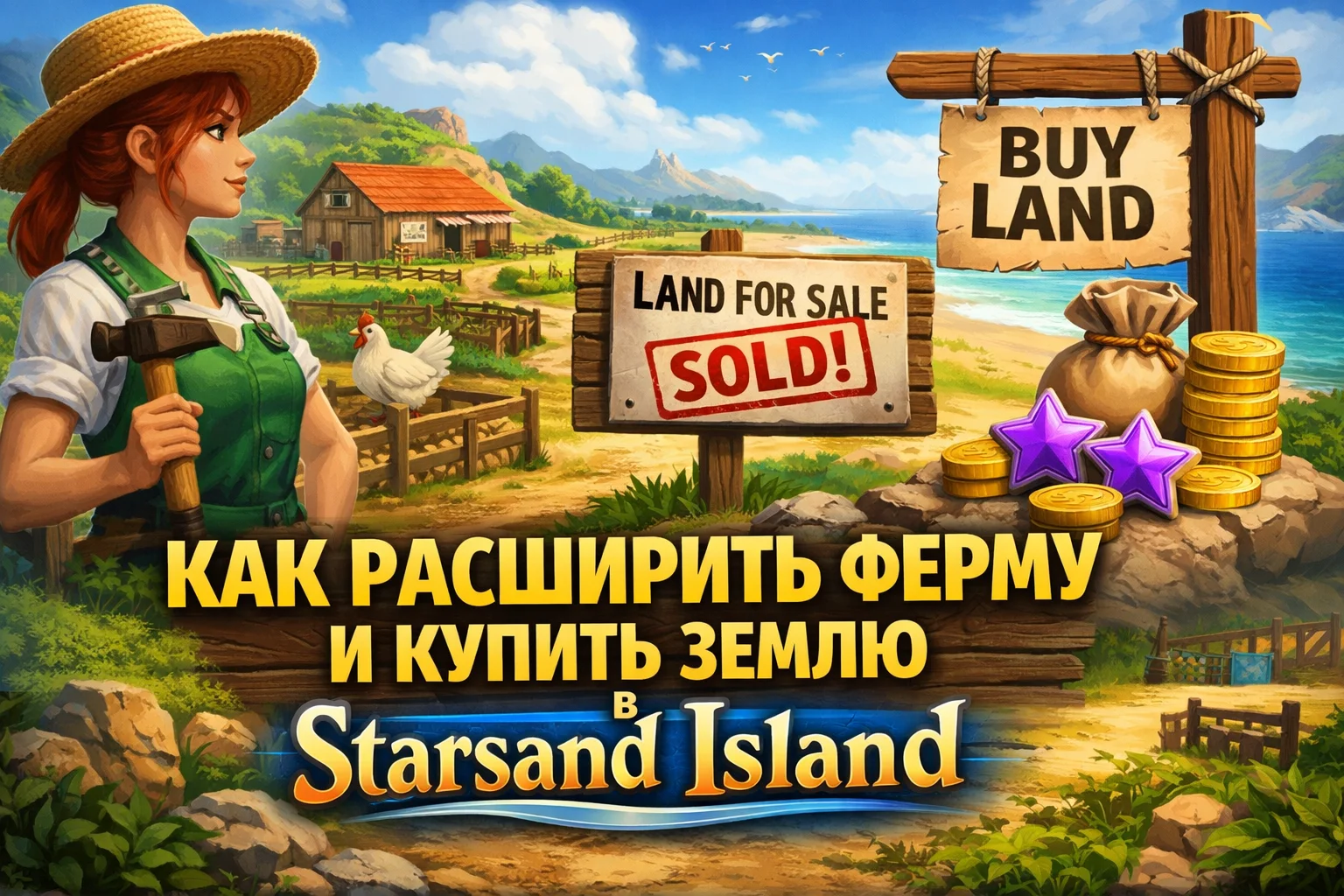 Как расширить ферму и купить землю в Starsand Island — руководство
