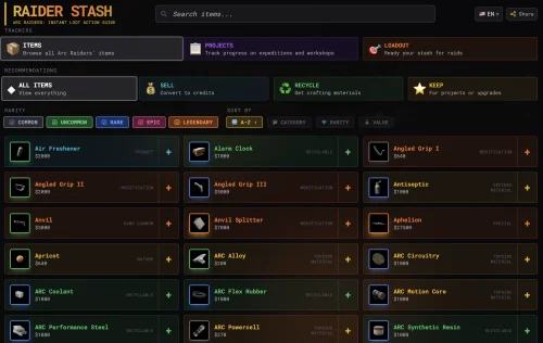 ARC Raiders — полный гайд по луту и управлению инвентарём (с инструментом RaiderStash)