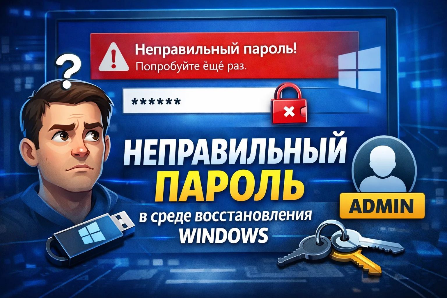 Неправильный пароль в среде восстановления Windows — как исправить