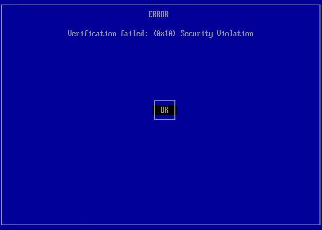 Verification Failed 0x1A Security Violation — как исправить ошибку Secure Boot