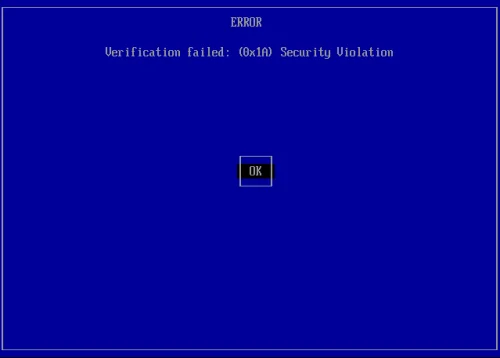 Verification Failed 0x1A Security Violation — как исправить ошибку Secure Boot