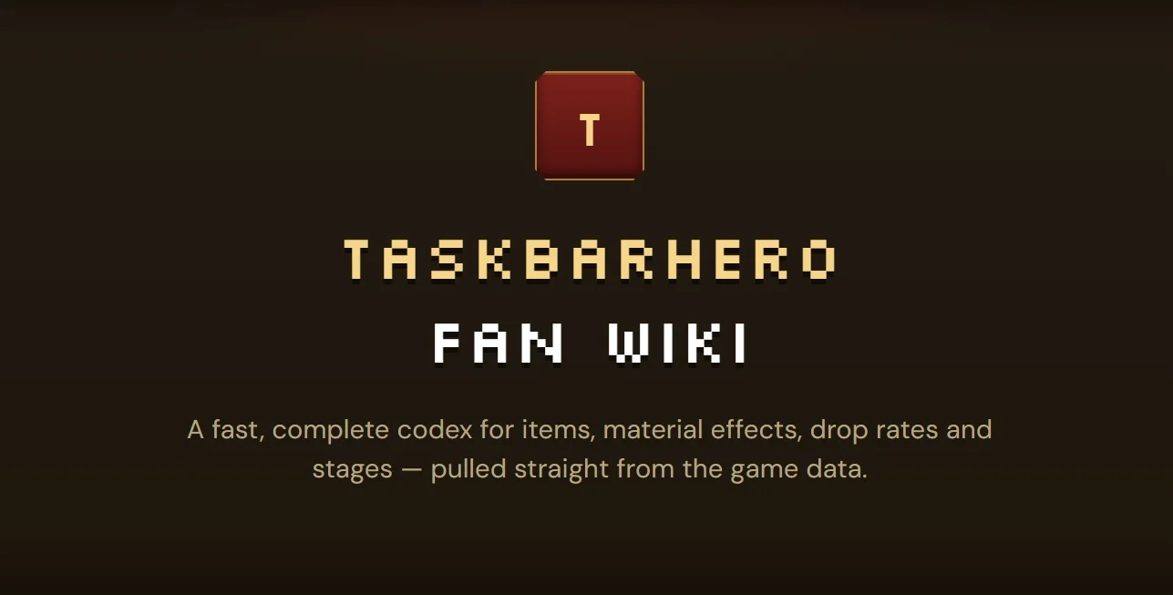 TaskBarHeroWiki — полный справочник по TBH: Task Bar Hero для новичков и опытных игроков